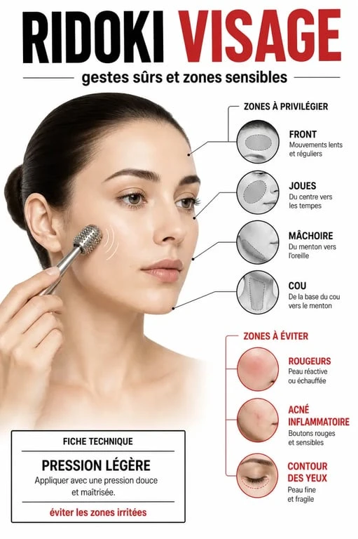 Ridoki visage avis dermatologue : zones à éviter et gestes sûrs
