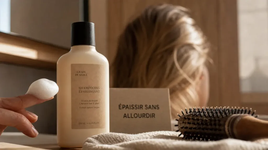 Cheveux fins, plats ou cassants : choisir un shampoing épaississant sans alourdir la fibre