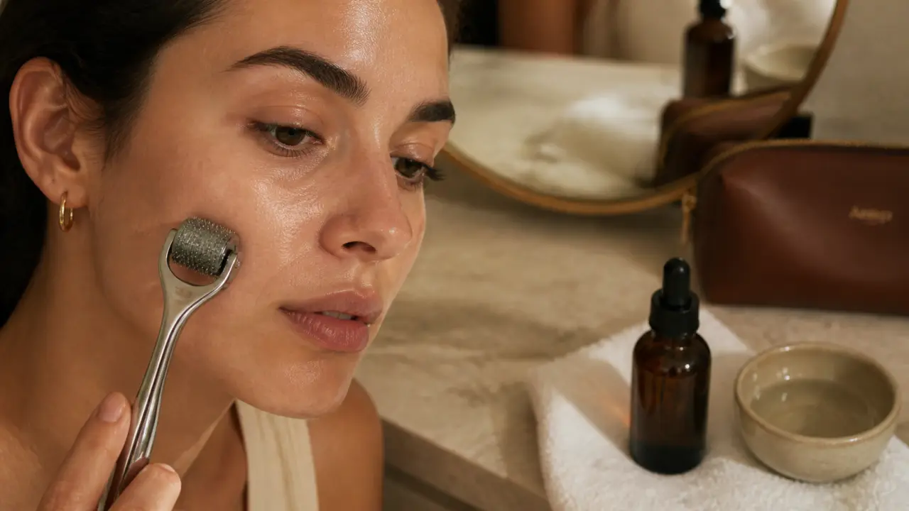 Ridoki visage avis dermatologue : rouleau sur peau, pores visibles