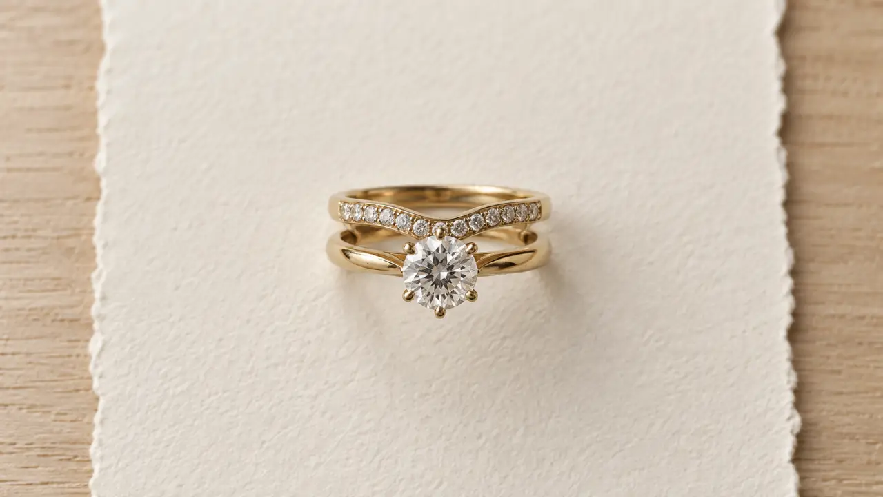 Bague fiancaille et mariage qui s'emboite, alliance et bague de fiançailles assorties