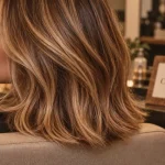 Balayage miel caramel : reflets miel et caramel sur cheveux mi-longs