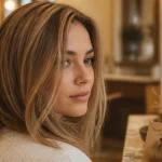 Couleur de cheveux noisette clair avec reflets dorés naturels