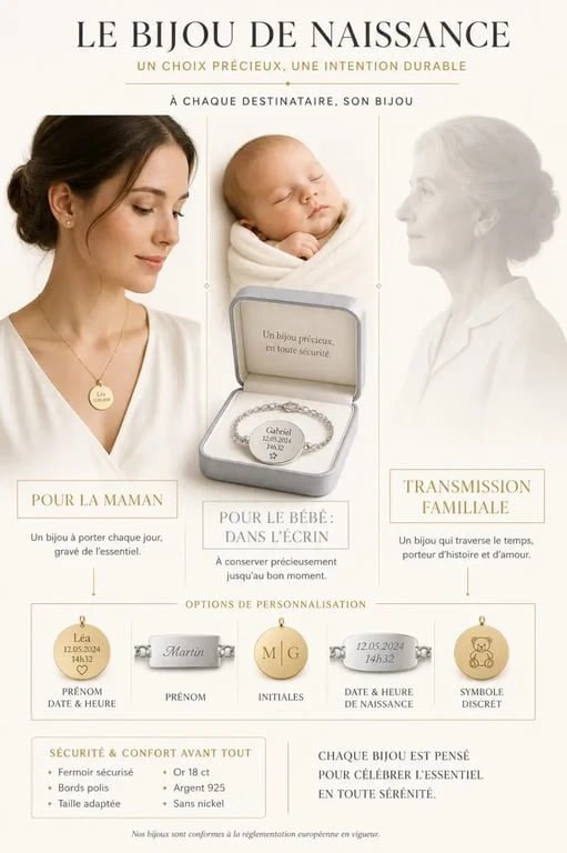 Bijoux naissance : illustration du choix selon la maman, le bébé et la personnalisation
