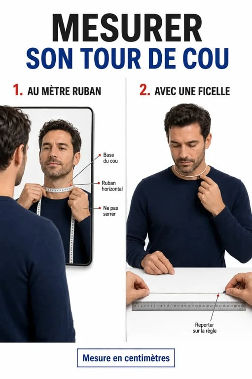 Mesure de la taille collier avec un mètre ruban et une ficelle