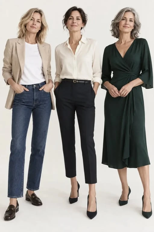 Mode femme 50 ans : trois tenues élégantes pour le quotidien, le travail et une cérémonie