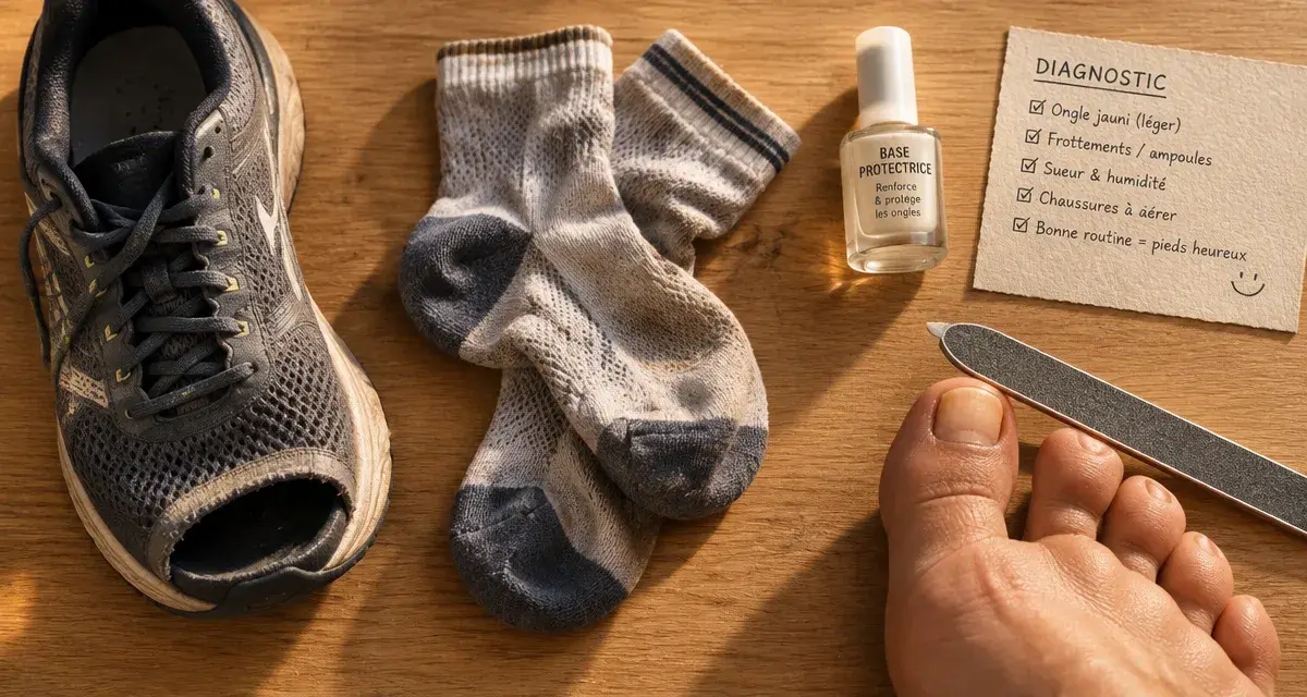 Ongle pied jauni : signes pour distinguer mycose ou choc