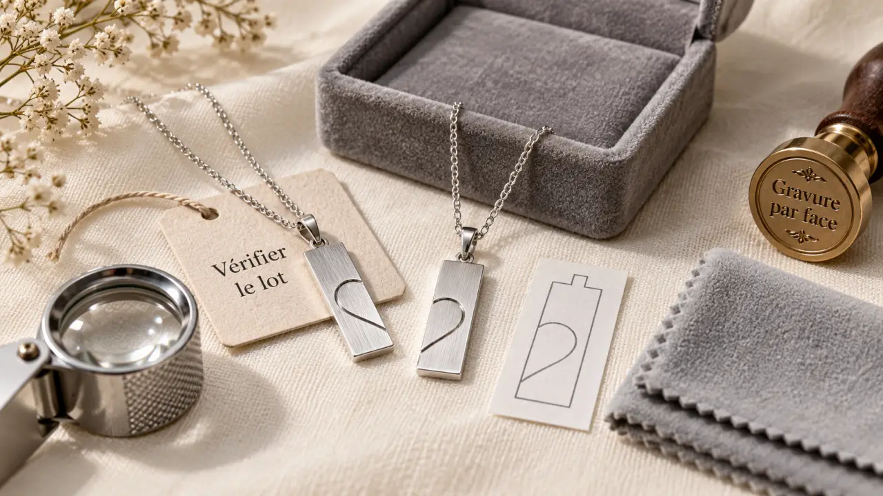 Pendentif pour couple en argent 925, deux moitiés à partager